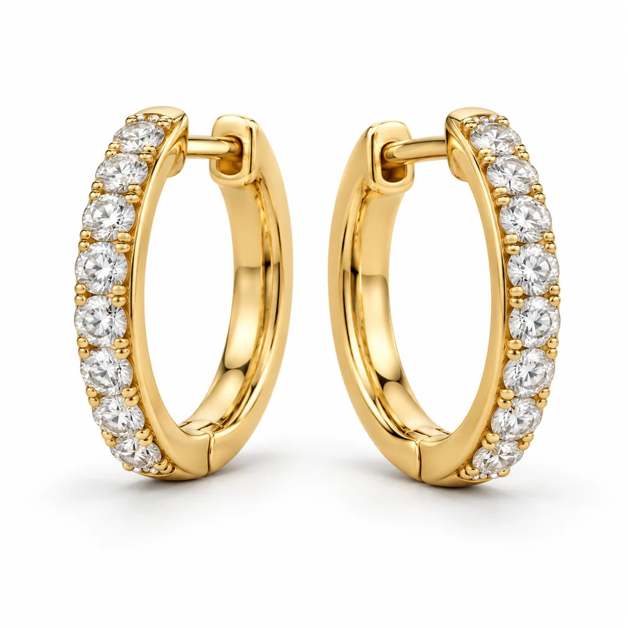 Gold diamond hoop earrings